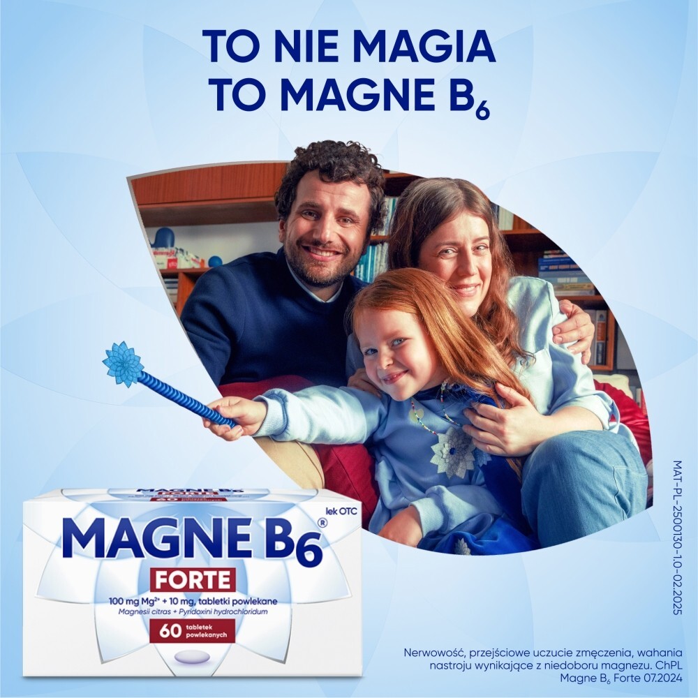 Magne B6 Forte, 100 mg+10 mg, tabletki powlekane, 60 tabletek