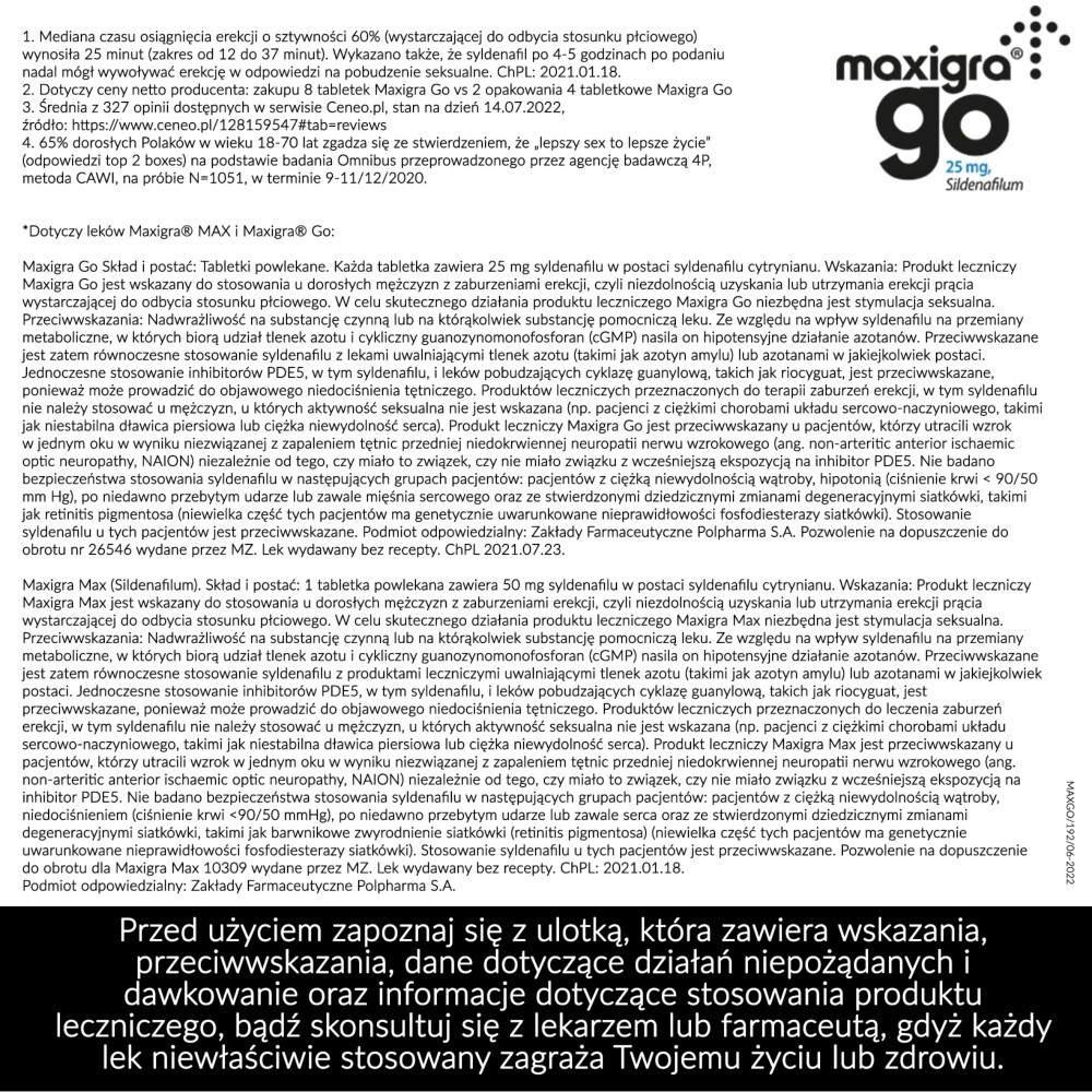 Maxigra Go 25 mg, 8 tabletek