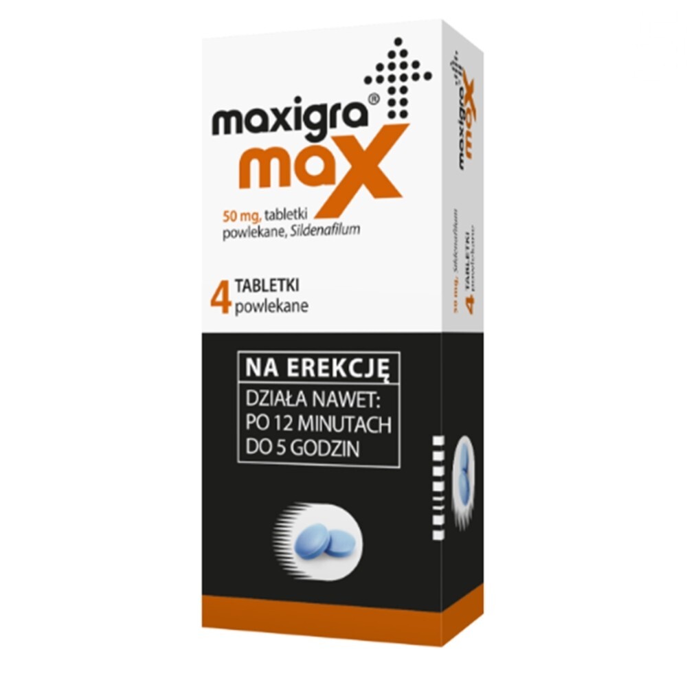 Maxigra Max 50 mg, 4 tabletki powlekane