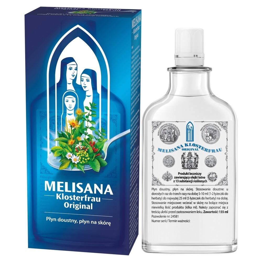 Melisana Klosterfrau Original, płyn doustny na skórę, 155 ml