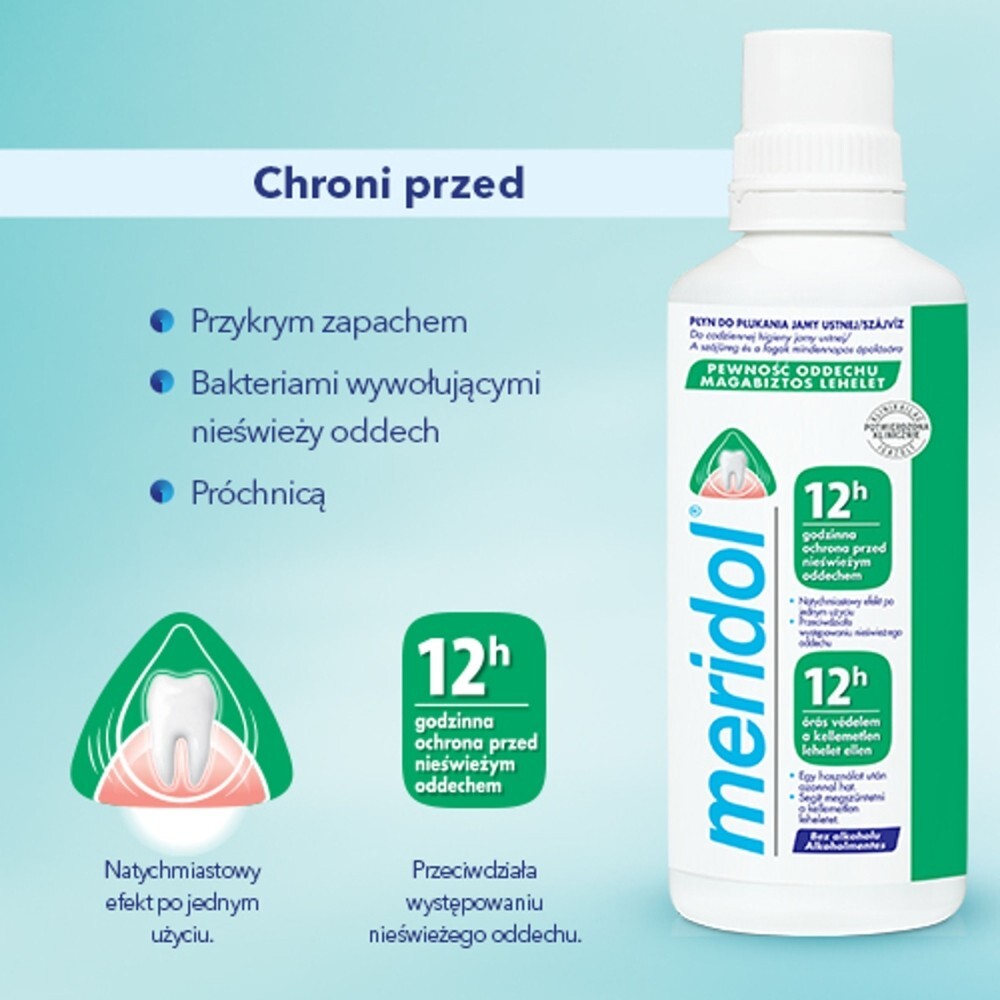 meridol Pewność Oddechu i ochrona dziąseł Płyn do płukania jamy ustnej 400 ml