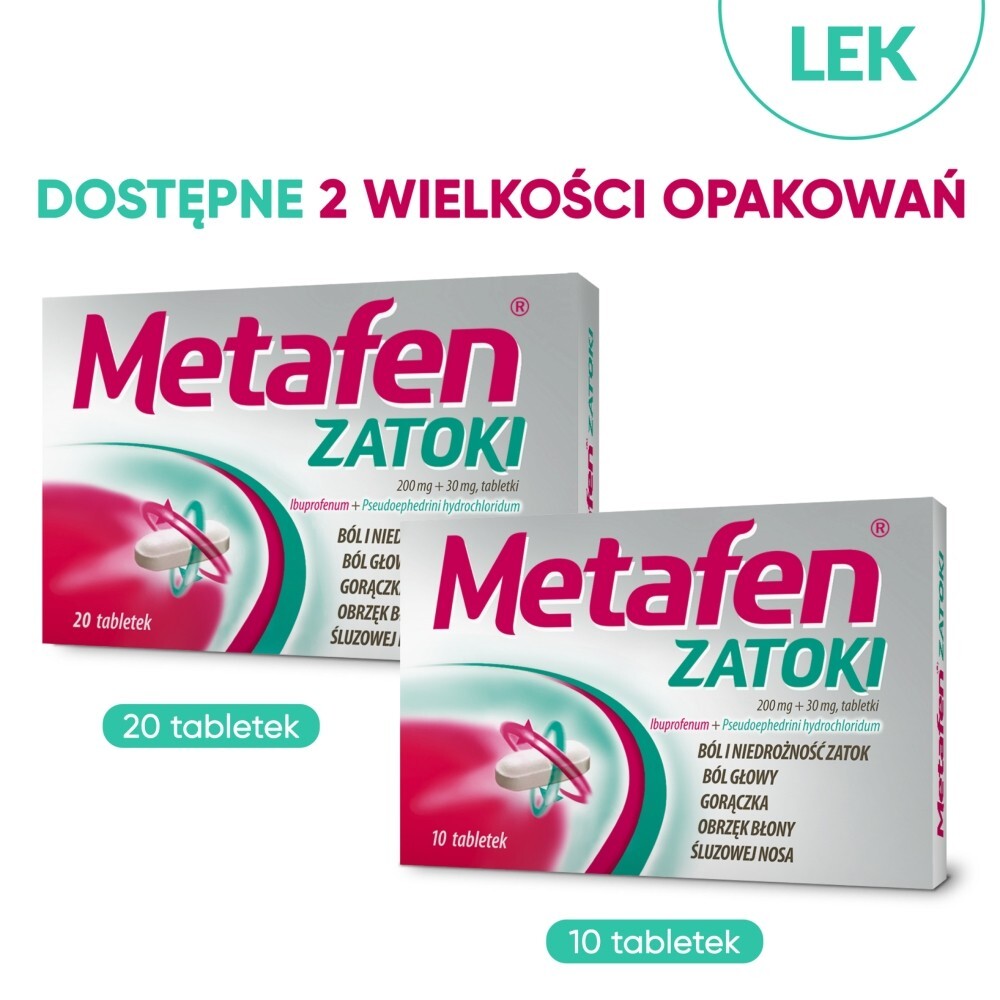 Metafen Zatoki, 200 mg+30 mg, tabletki powlekane, 10 tabletek