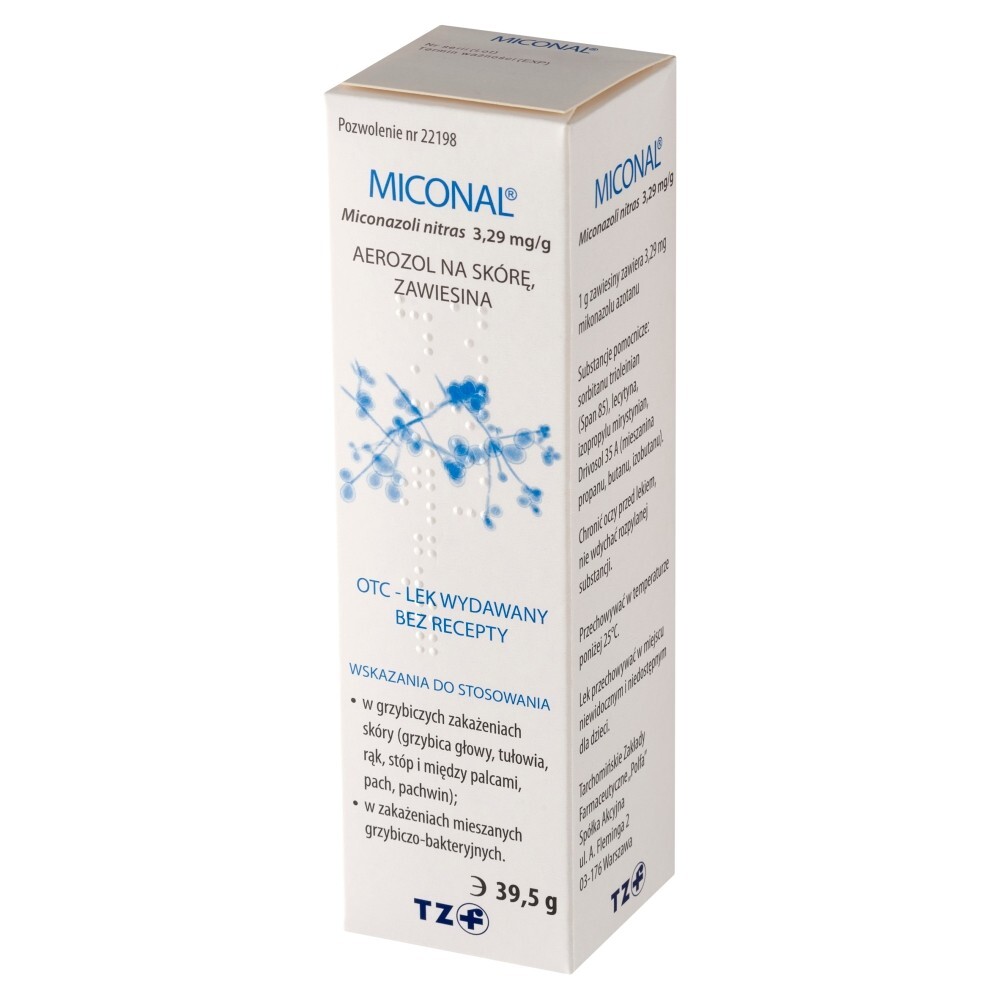 Miconal, 3,29 mg/g, aerozol na skórę, 39,5 g