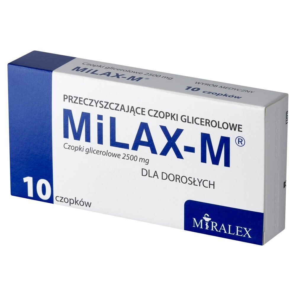 Milax-M 2500 mg, czopki glicerolowe dla dorosłych, 10 sztuk