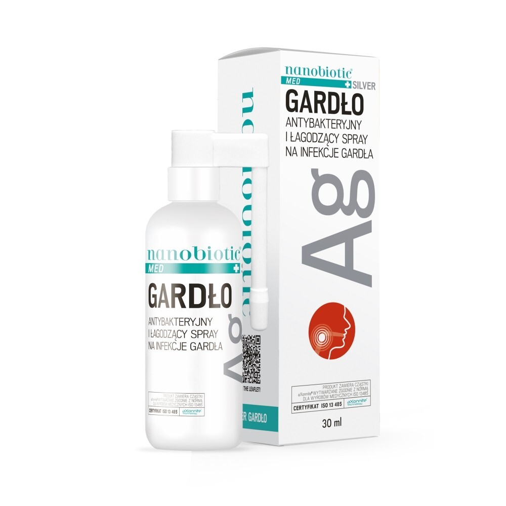 Nanobiotic Med+ Silver Ag Gardło spray na infekcje jamy ustnej, 30 ml