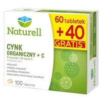 Naturell Cynk Organiczny + C, 60 tabletek + 40 tabletek gratis