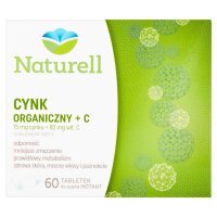 Naturell Cynk Organiczny + C, tabletki, 60 tabletek