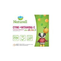 Naturell Cynk + Witamina C dla dzieci, smak pomarańczowy, 60 tabletek do rozgryzania i żucia