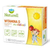 Naturell Witamina D dla Dzieci 1000 j.m., smak waniliowo-truskawkowy, 60 tabletek do rozgryzania i żucia