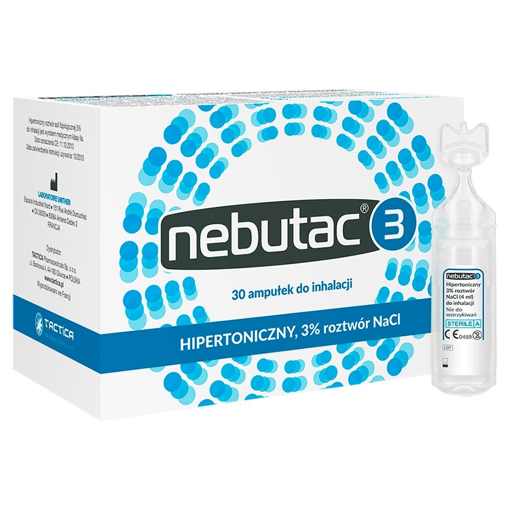 Nebutac 3, hipertoniczny roztwór do inhalacji 3 % NaCl, 4 ml x 30 ampułek