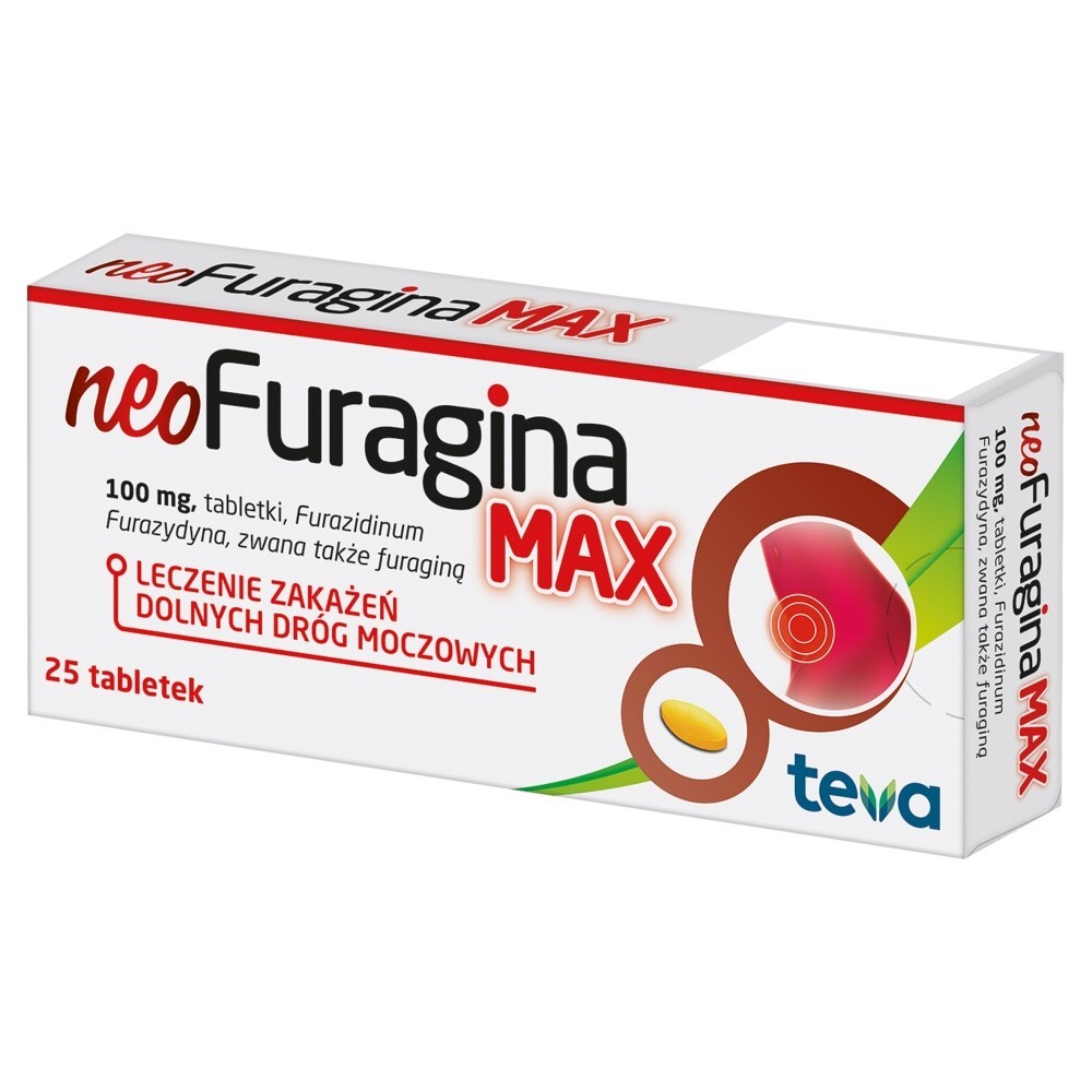 neoFuragina Max 100 mg leczenie zakażeń dolnych dróg moczowych tabletki 25 sztuk