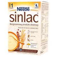 Nestlé Sinlac Bezglutenowy produkt zbożowy bez laktozy soi dla niemowląt po 4. miesiącu 500 g