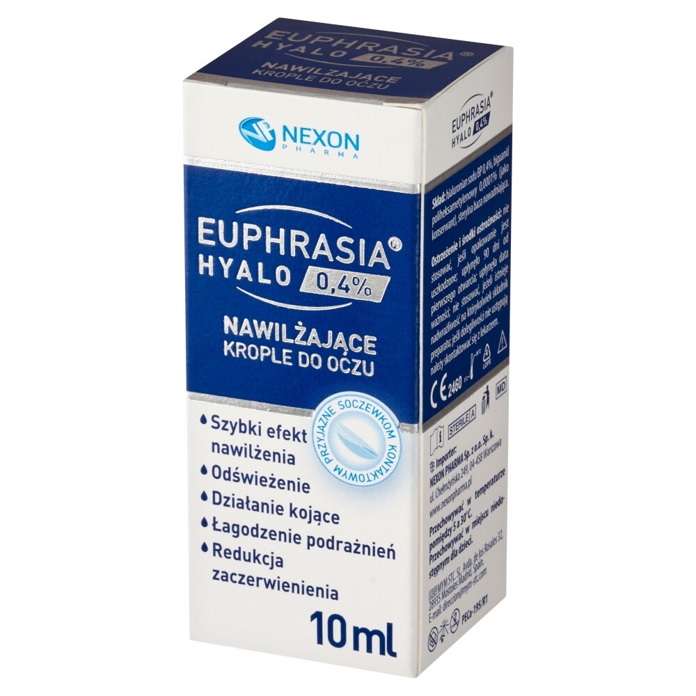 Nexon Pharma Euphrasia Hyalo 0,4%, nawilżające krople do oczu, 10 ml