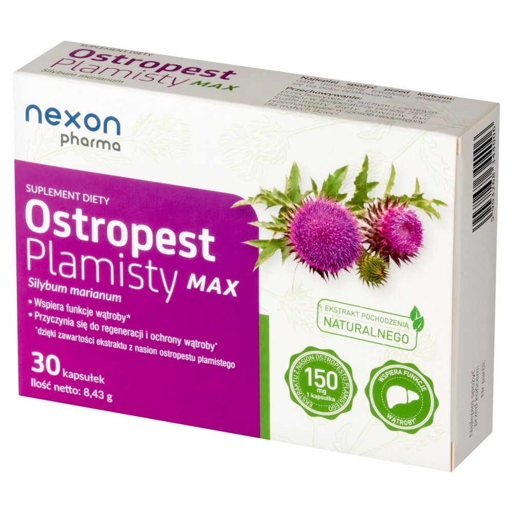 Nexon Pharma Ostropest Plamisty MAX, kapsułki, 30 kapsułek