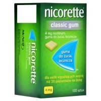 Nicorette Classic Gum, 4 mg, guma do żucia, 105 sztuk