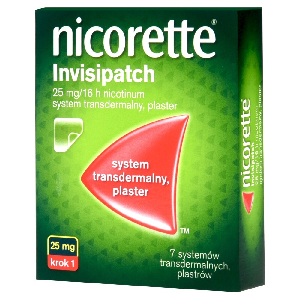 Nicorette Invisipatch, 25 mg/16 h, plastry transdermalne, 7 sztuk