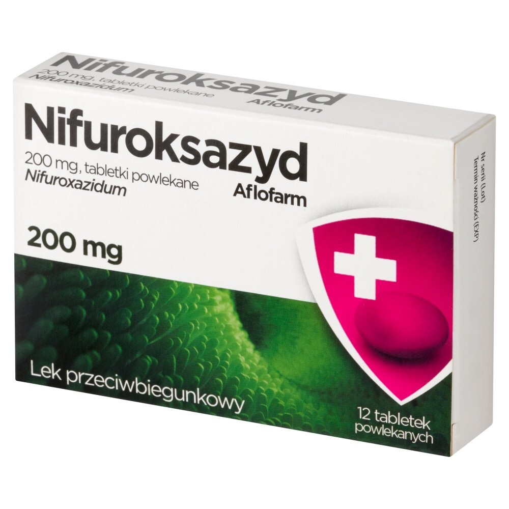 Nifuroksazyd Aflofarm, 200 mg, tabletki powlekane, 12 tabletek