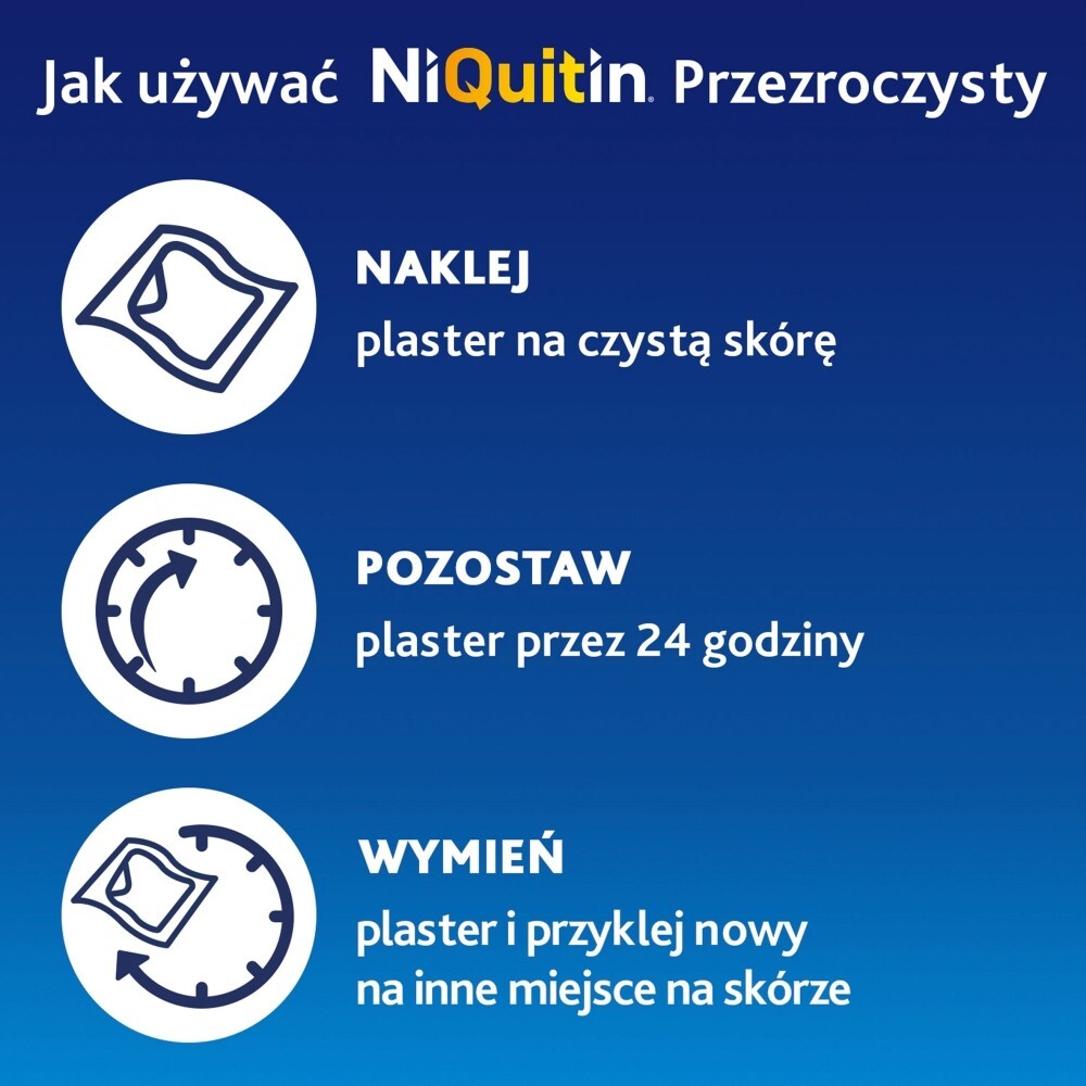 NiQuitin 14 mg/24 h Przezroczysty Preparat pomagający rzucić palenie stopień 2 7 plastrów