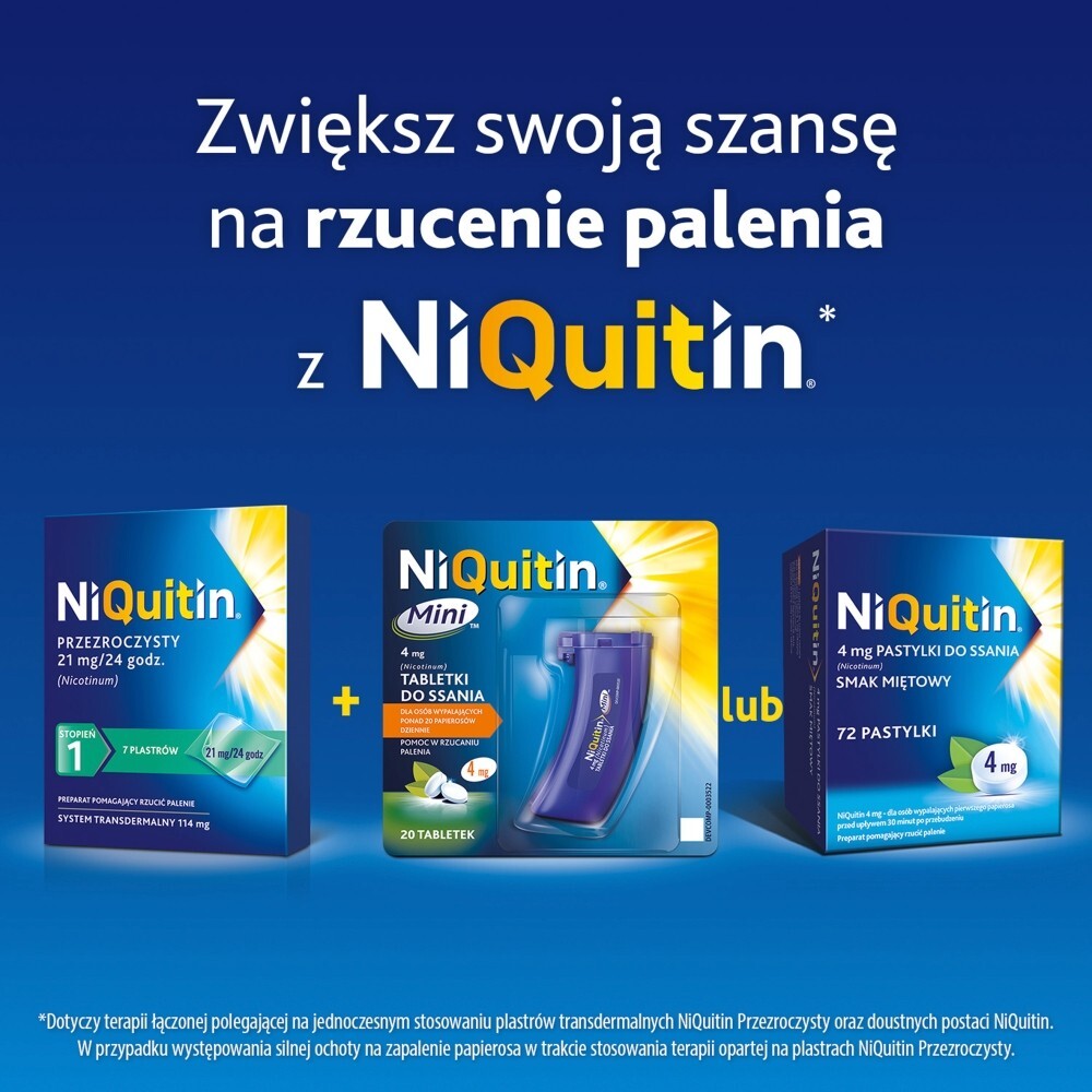 NiQuitin 7 mg/24 h Przezroczysty Preparat pomagający rzucić palenie stopień 3 7 plastrów