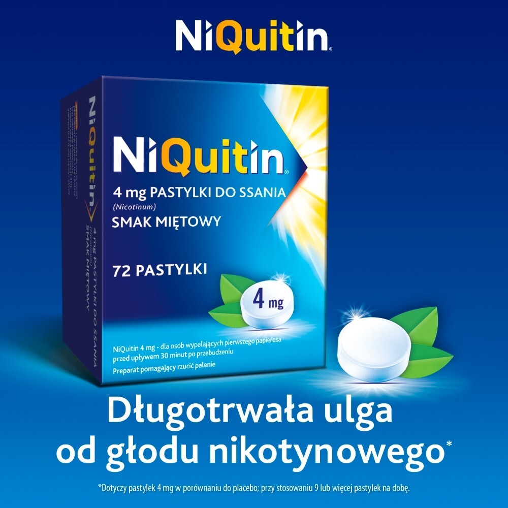 NiQuitin Pastylki do ssania 4 mg 72 sztuki