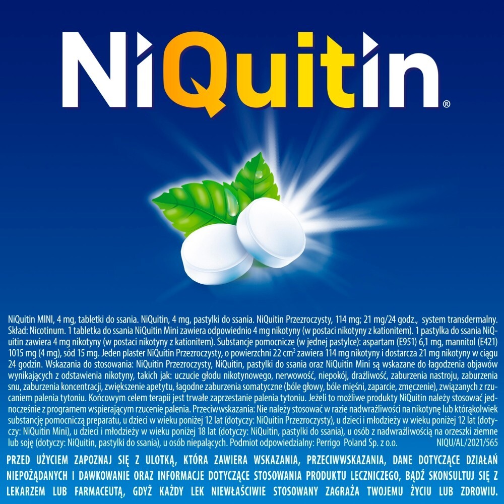 NiQuitin Pastylki do ssania 4 mg 72 sztuki