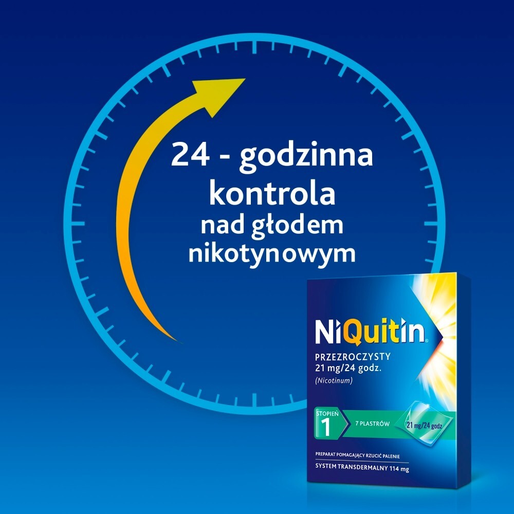 NiQuitin Preparat pomagający rzucić palenie stopień 1 7 sztuk
