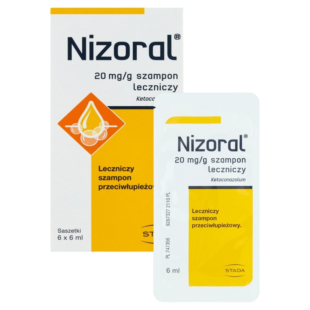 Nizoral, 20 mg/g, szampon leczniczy, saszetki, 6 ml, 6 sztuk