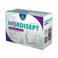 NORDISEPT, porost islandzki z witaminą C, pastylki do ssania, smak czarna porzeczka, 32 pastylki