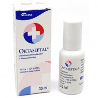 Oktaseptal (0,1 g + 2 g)/100 g, aerozol na skórę, roztwór, 30 ml