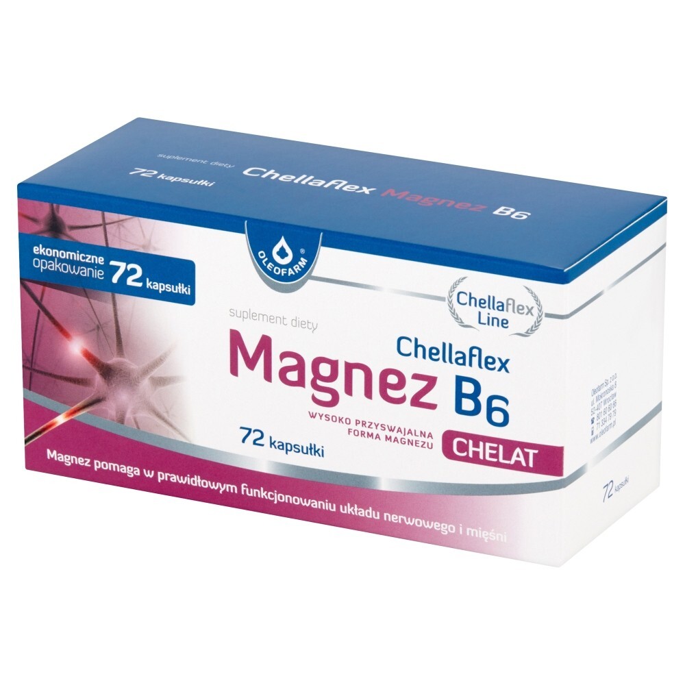 Oleofarm, Chellaflex magnez B6 chelat, 72 kapsułki