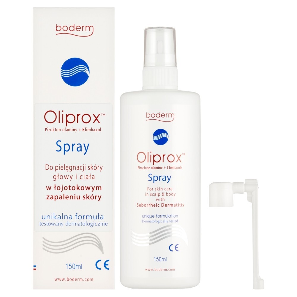 Oliprox, spray do stosowania w łojotokowym zapaleniu skóry głowy i ciała, 150 ml