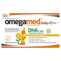 Omegamed Baby+D 0+, DHA + witamina D, od urodzenia, 60 kapsułek twist-off