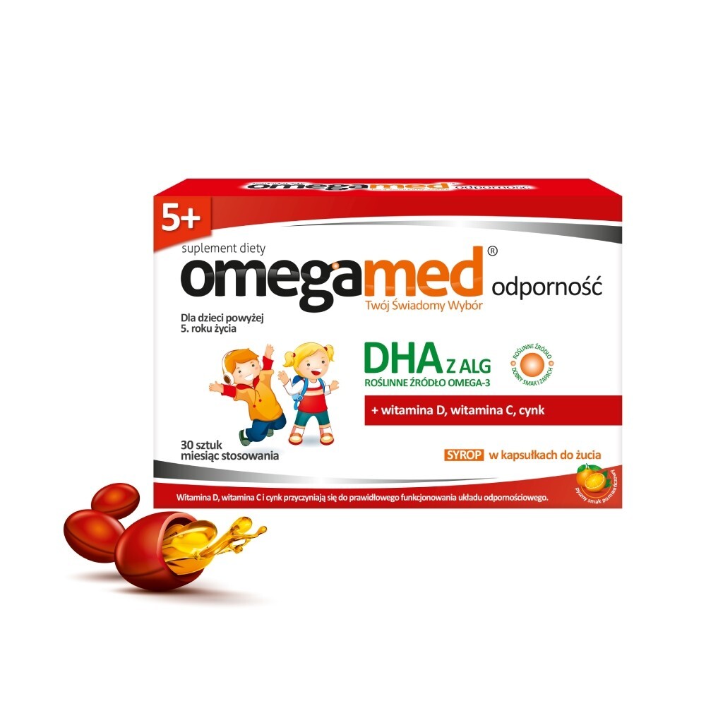 Omegamed Odporność 5+ Suplement diety syrop w kapsułkach do żucia 26,1 g (30 x 0,869 g)