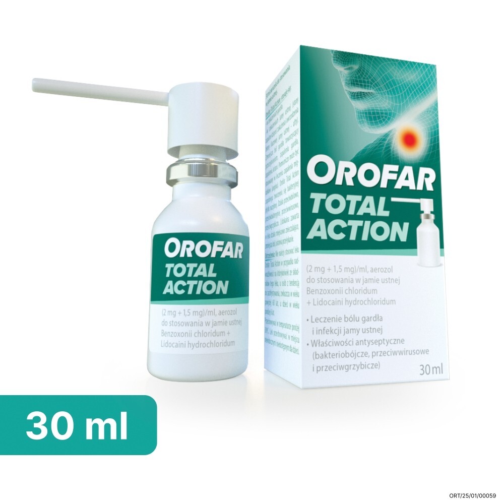 Orofar (2 mg + 1,5 mg)/ml Aerozol do stosowania w jamie ustnej 30 ml