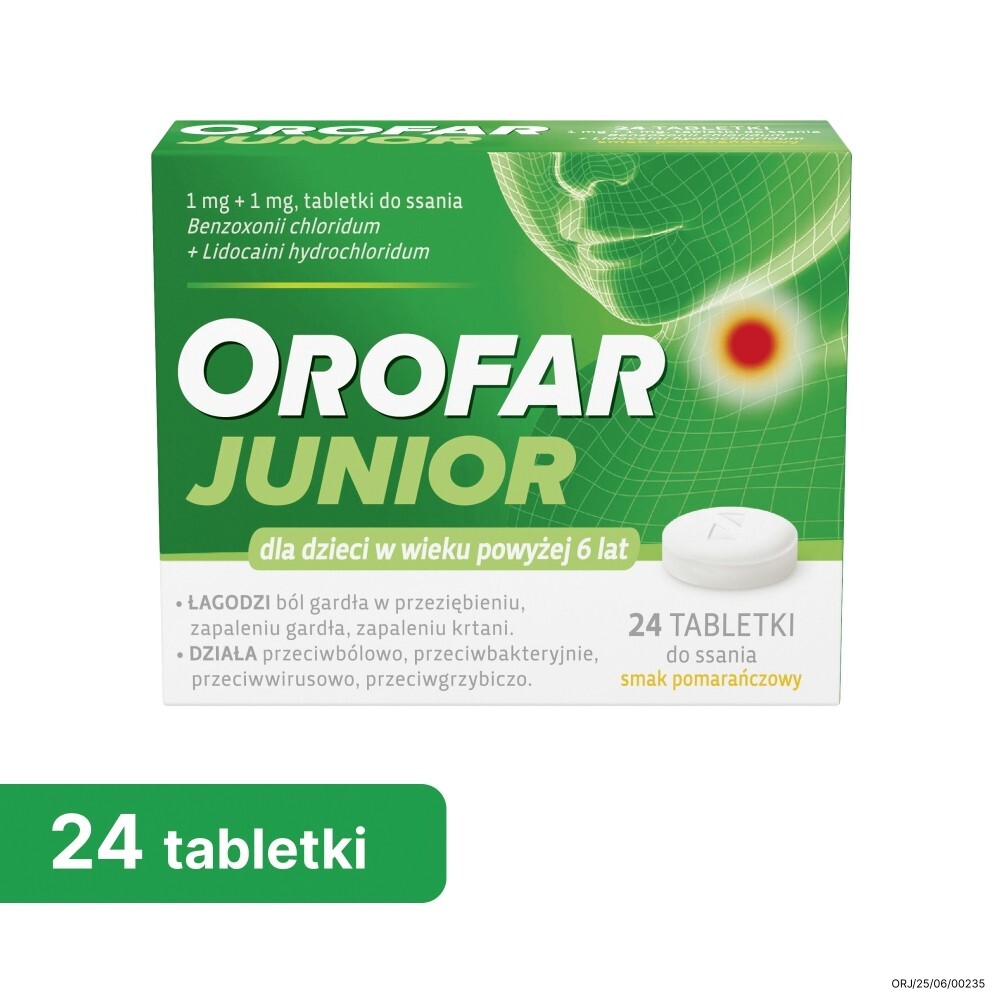 Orofar Junior (Orofar Total Action), tabletki do ssania, 24 tabletki