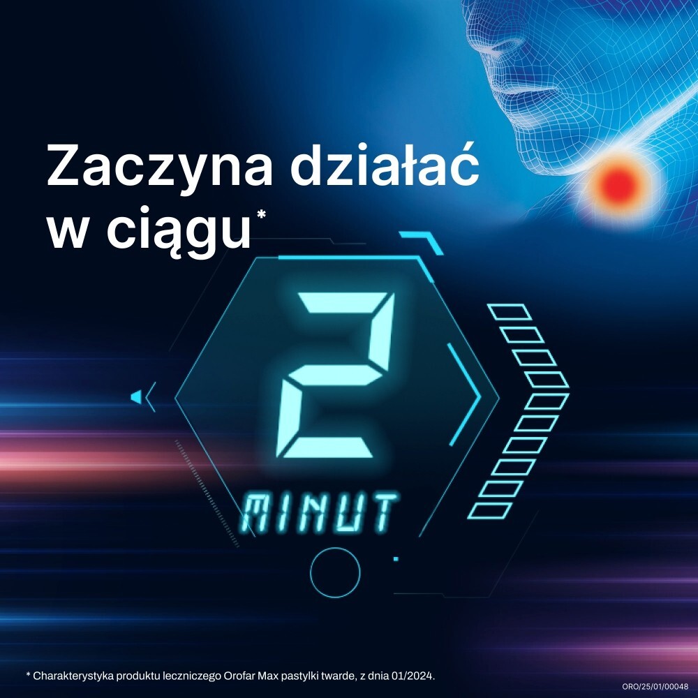 Orofar Max Pastylki twarde smak miętowy 30 sztuk