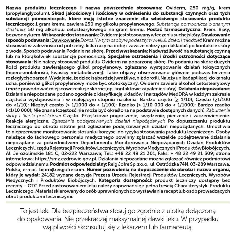 Oviderm, 250 mg/g, krem, 100 g