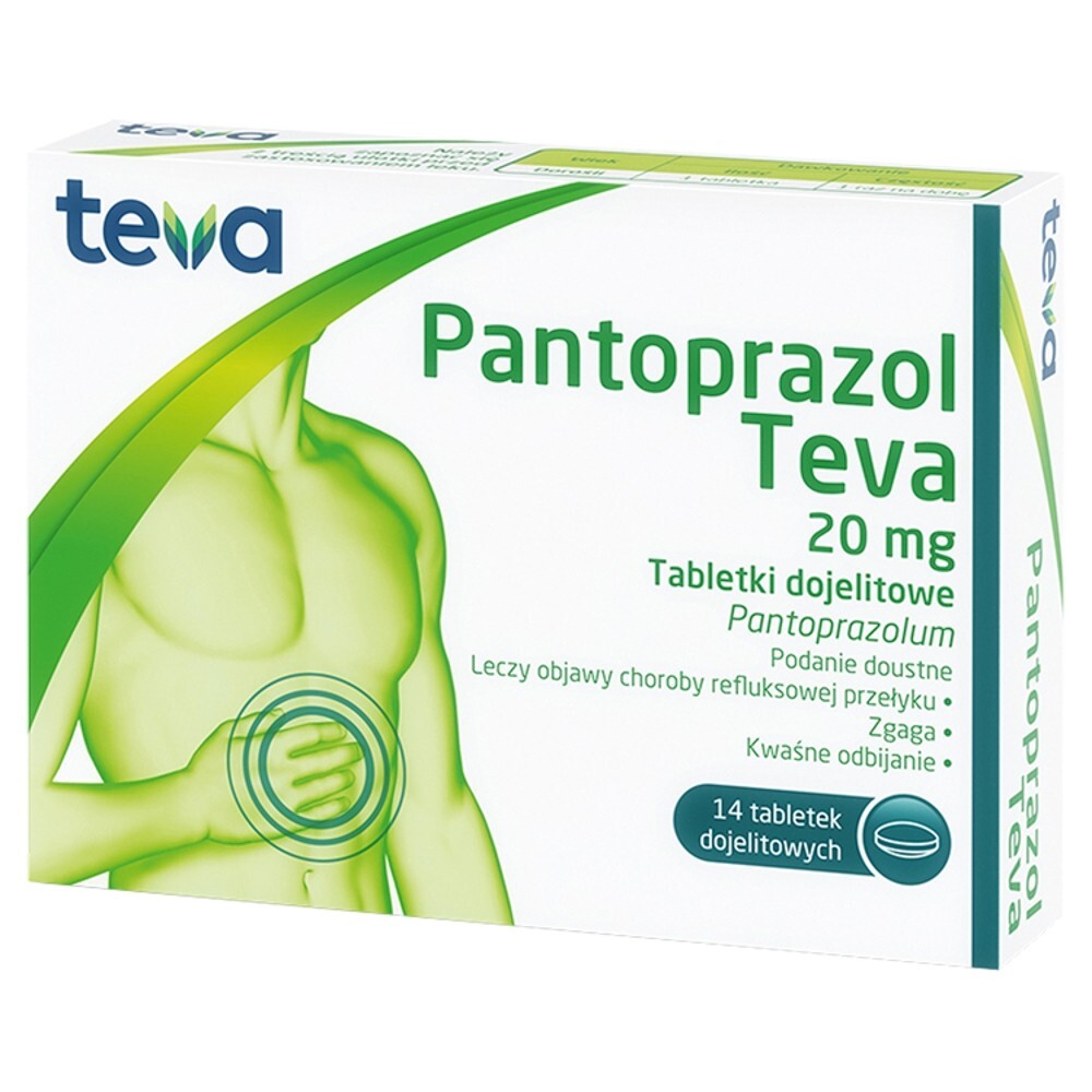 Pantoprazol Teva, 20 mg, tabletki dojelitowe, 14 sztuk