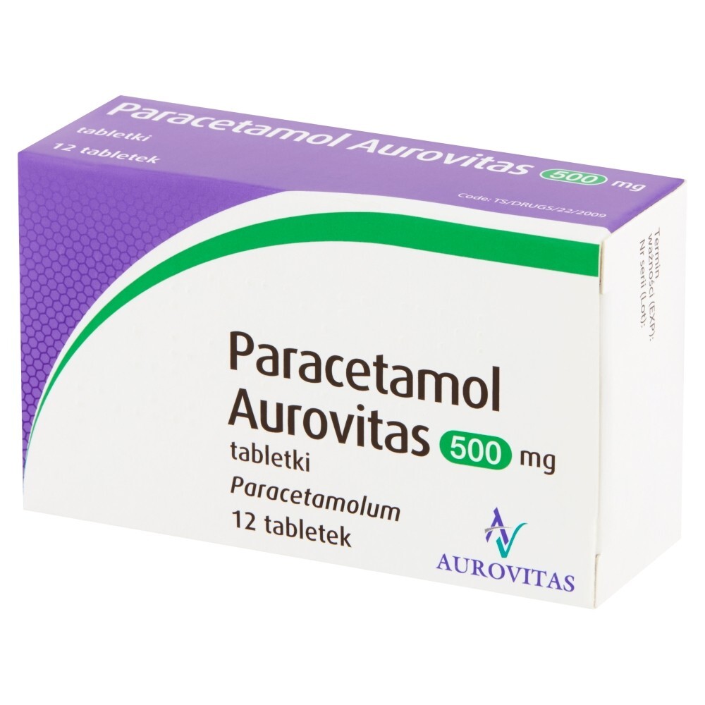 Paracetamol Aurovitas, 500 mg, tabletki, 12 tabletek