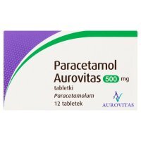 Paracetamol Aurovitas, 500 mg, tabletki, 12 tabletek