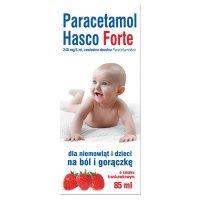 Paracetamol Hasco Forte 240 mg/ 5 ml, zawiesina doustna dla niemowląt i dzieci od urodzenia, smak truskawkowy, 85 ml
