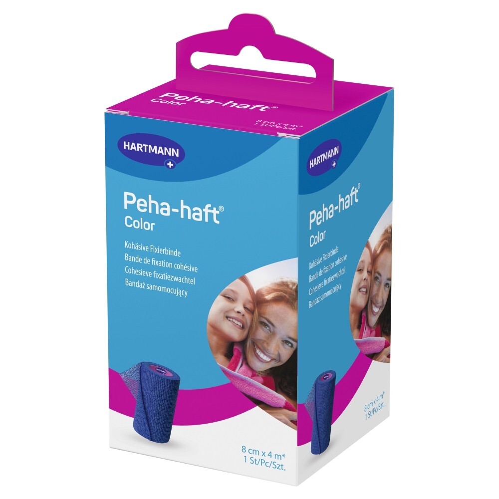 Peha-haft, bandaż samomocujący, elastyczny, niebieski, 8 cm x 4 m, 1 sztuka