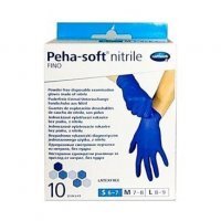 Peha-soft nitrile fino, rękawice nitrylowe, niejałowe, niepudrowane, niebieskie, rozmiar S, 10 sztuk