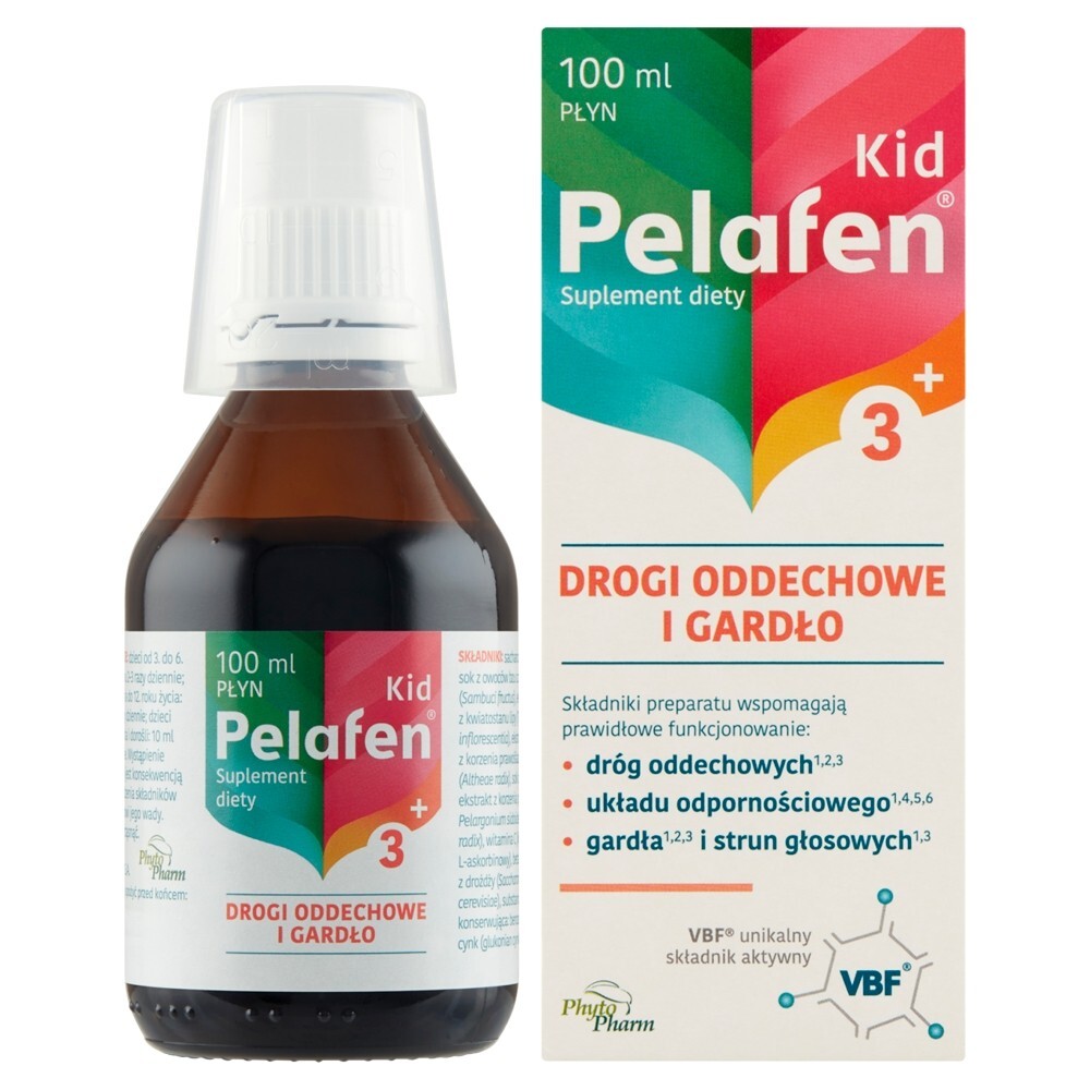 Pelafen Kid Suplement diety płyn drogi oddechowe i gardło smak owocowy 100 ml
