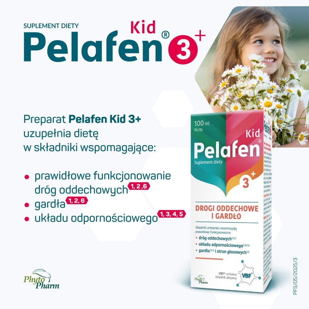 Pelafen Kid Suplement diety płyn drogi oddechowe i gardło smak owocowy 100 ml