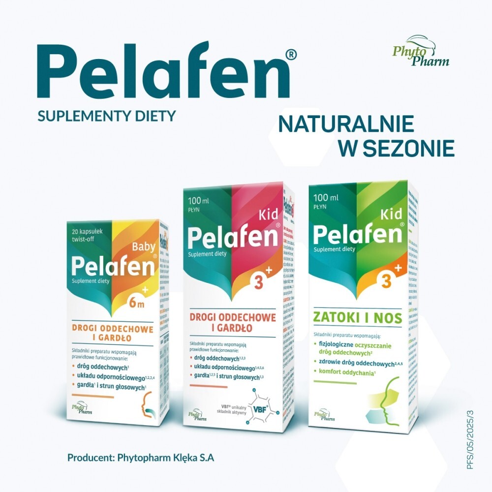 Pelafen Kid Suplement diety płyn drogi oddechowe i gardło smak owocowy 100 ml