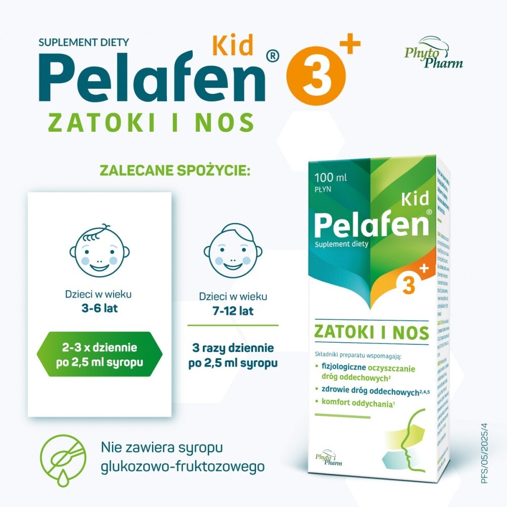 Pelafen Kid Suplement diety zatoki i nos smak malinowy 100 ml