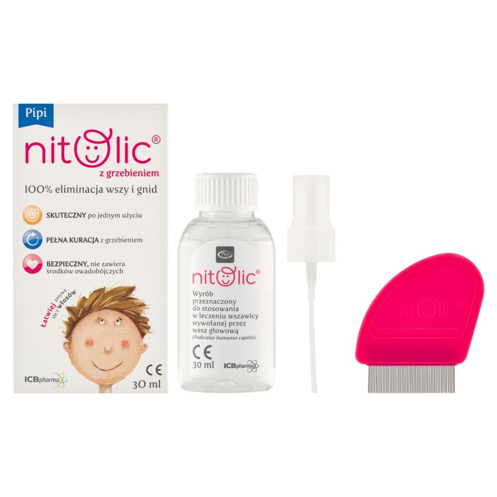 Pipi Nitolic do eliminacji wszy i gnid(30ml+grzebień)