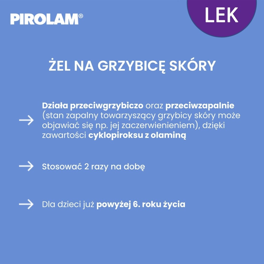 Pirolam, 1%, (10 mg/g), żel, 20 g
