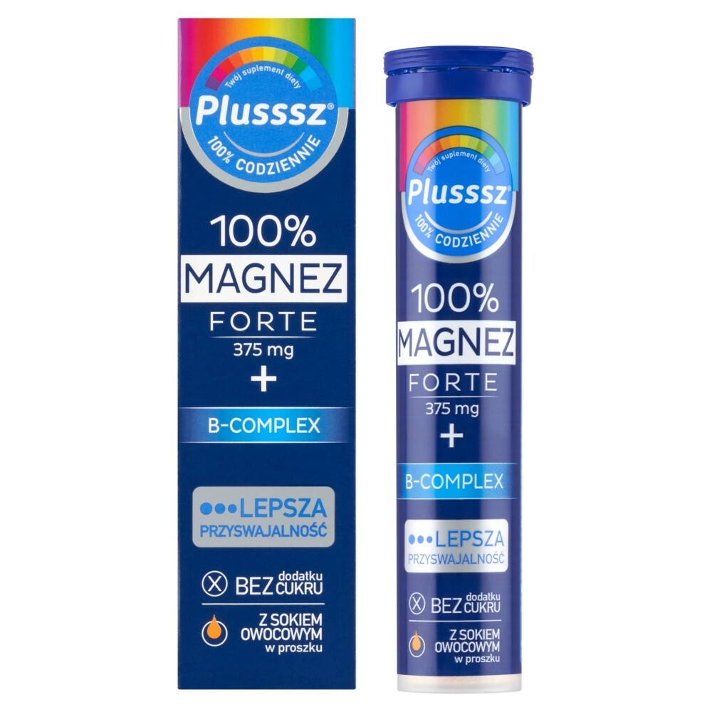 Plusssz 100% Magnez Forte + B-Complex, 20 tabletek musujących